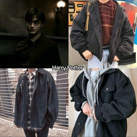 Harry Potter Character Outfits, James Potter Inspired Outfit, Harry Potter Fashion Outfits, Harry Potter Style Outfits, Harry Potter Clothes Aesthetic, Harry Potter Themed Outfits, Harry Potter Outfits Aesthetic, Hermione Granger Outfits, Vibe Pics