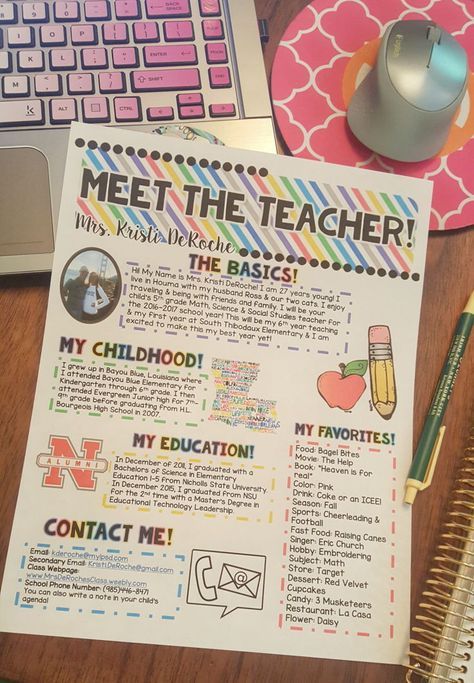 Meet The Teacher Newsletter, Teacher Newsletter Template, Back To School Night, Newsletter Template, School Night, Meet The Teacher, Bright Stripes, New Classroom, Teacher Organization