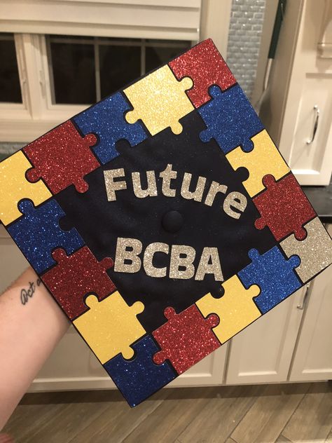 Bcba Graduation Party, Bcba Graduation Pictures, Aba Cap Decoration, Bcba Graduation Cap, Aba Graduation Cap Decoration, Aba Graduation Cap, Ota Graduation Cap Ideas, Masters Graduation Cap Aba, Slp To Be Grad Cap