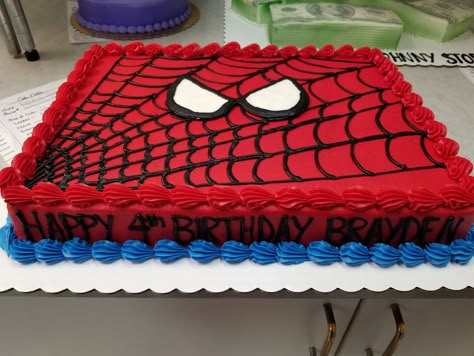 Spiderman Cake Rectangle, Spidey And His Amazing Friends Cake Diy, Spider Man Birthday Cakes For Boys, Spiderman Cake Birthday Boys, Spiderman Sheet Cake, Spiderman Birthday Party Cake, Spiderman Pasta, Pastel Spiderman, Spiderman Birthday Party Decorations