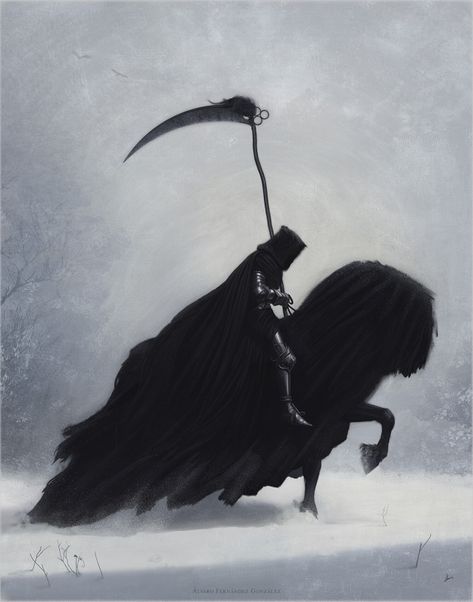 ex0skeletal-undead Dark Cloak, Snow White Background, Horse Snow, Cloak Black, Don't Fear The Reaper, Grim Reaper Art, Background Art, Black Horse, Grim Reaper