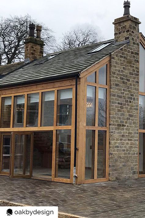 Heritage Extension Architecture, Wood Glass Extension, Cottage Glass Extension, Oak Frame Glazing, Double Height Conservatory, Double Height Glass Extension, Double Height Extension, Double Height Porch, Glazed Porch