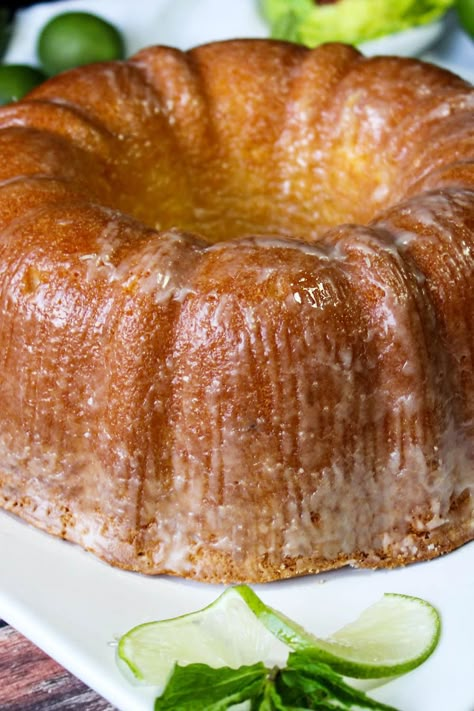 Key Lime Pound Cake Lemon Supreme Pound Cake, Key Lime Bundt Cake, Key Lime Glaze, Lime Dessert, Lime Syrup, Key Lime Pound Cake, Rum Cakes, Lime Pound Cake, Lime Glaze