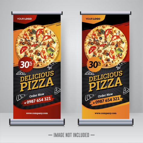 Food and restaurant pizza roll up banner template | Premium Vector Pizza Banner Design Ideas, Pizza Stand Ideas, Pizza Banner, Standing Banner, Standing Banner Design, Tarpaulin Design, Math Wallpaper, Pizza Roll Up, Pizza Vector