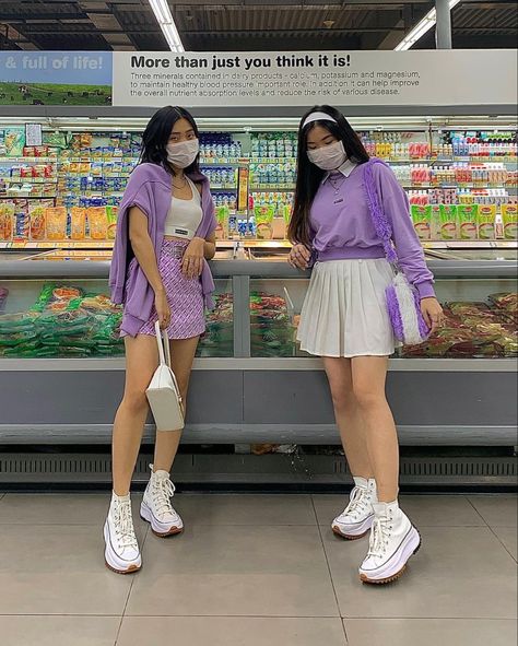 Korean Concert Outfit Ideas, Matching Concert Outfits, Runstar Hike, Converse Run Star Hike Outfit, Bff Outfits Matching, Dunks Outfit Woman, Concert Ootd, Outfit Ideaa, Bff Matching Outfits