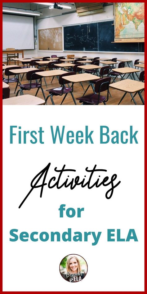 Here are SEVEN engaging activities for the first week back to school in middle school and high school English Language Arts. #middleschool #highschool #8thgrade #7thgrade #6thgrade #ELA #english #languagearts Secondary English Activities, Eld Lessons High School, Grade 9 English Activities, Ela Stem Activities Middle School, High School Ela First Day Activities, First Week Middle School Activities, Language Arts Bulletin Boards Middle School, Back To School Ela Activities, Middle School Language Arts Classroom Decor