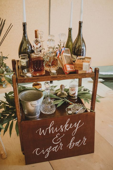 A Rue De Seine Gown For an Organic, Kinfolk Inspired, Bohemian Wedding | Love My Dress® UK Wedding Blog Wedding Drink Bar, Bohemian Wedding Decorations, Whisky Bar, Whiskey Bar, Catering Ideas, Vintage Wedding Decorations, Wedding Drink, Wedding Boho, Wedding Catering