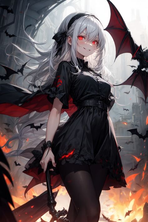 Vampire Girl, Fairytale Aesthetic, Anime Halloween, Vampire Girls, Anime Tattoos, Dark Anime, Fantasy Artwork, Character Portraits, White Hair