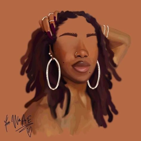 @faith_with_an_e Locs Illustration Art, Loc Art Artworks Black Women, Locs Cartoon Black Women, Locs Drawing Reference, Locs Cartoon, Love Cartoons Aesthetic, Locs Art, Contact Pictures, Loc Art