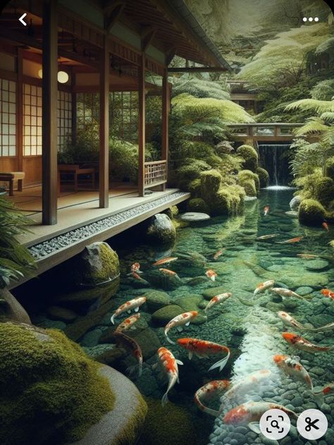 Zen Garden Patio, Japanese Gardens Landscape, Japanese Pond Garden, Koi In Pond, Japanese Pond, Zen Garden Backyard, Zen Pond, Clear Pond, Fish Ponds Backyard