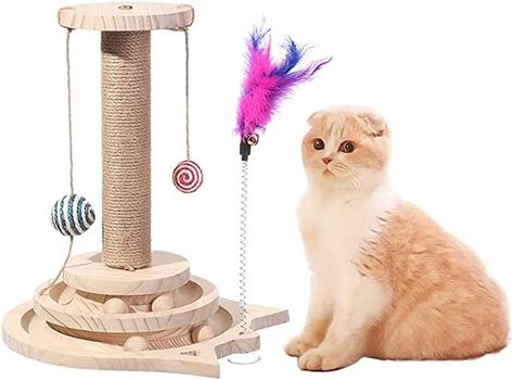 Marchul Cat Toy Roller Exerciser, Cat Track Toy Ball with Scratching Post, 2-Level Turntable Cat Toys, Interactive Fun Tracks Roller Toys for Cats : Amazon.co.uk: Pet Supplies Cat Toy Diy, Cat Toys Homemade, Novelty Gifts For Men, Gifts Amazon, Toy Diy, Cat Happy, Kitten Toys, Gifts Men, Sisal Rope