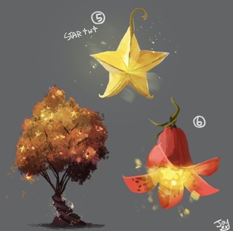 Fruit Concept Art, Magical Trees, Alien Plants, Magical Tree, Art Basics, Fantasy Drawings, Fantasy Props, Fruit Flowers, Alien Concept Art