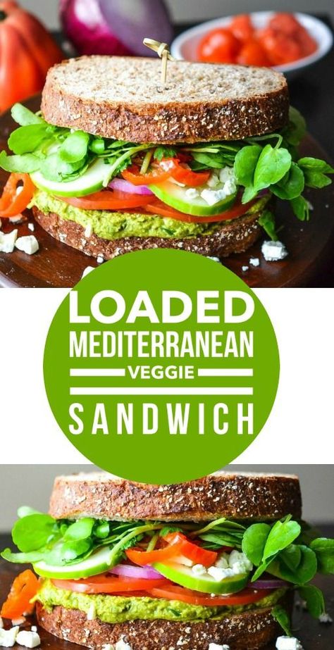 Mediterranean Veggie Sandwich, Veggie Sandwich Recipes, Easy Mediterranean Diet Recipes, Veggie Sandwich, Healthy Sandwiches, Vegan Sandwich, Mediterranean Diet Recipes, Meatless Meals, Quesadillas