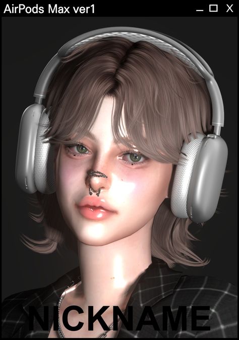 NICKNAME_sims4 - AirPods Max ver1 and ver2 Sims 4 Airpods, Give Me A Nickname, Mods Sims 4, Sims 4 Sims, Apple Headphone, Sims 4 Body Mods, Airpods Max, Sims 4 Mods Clothes, Sims Mods