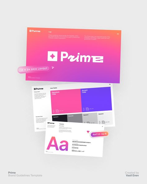 💌 Introducing the Prime Brand Guidelines Template A fully customizable design toolkit made for Figma. It’s the perfect foundation for frequent presentation creators, designers, and agencies. It offers 1,680 Slides Total — 210 Core Slides in Light & Dark Modes, switchable with Figma Variables, all in 4 Stunning Color Gradients. 🍭 Features: → Figma Compatible (.fig Format) → Fully Customizable Variables, Fonts, Colors, Layouts → 1920 × 1080 Standard Size (16 × 9) → 12 × 24 Grid Layout → Fic... Brand Guidelines Design, Design Toolkit, Brand Guidelines Template, Color Gradients, French Wall Art, Palette Design, Iphone Wallpaper Hd Nature, Google Fonts, Grid Layouts