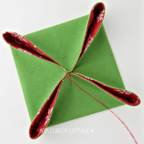 Origami Sewing, Easy Origami Christmas, Origami Christmas Ornaments, Origami Christmas Ornament, Fabric Christmas Decorations, Origami Ornaments, Christian Ornaments, Fabric Origami, Christmas Sewing Projects