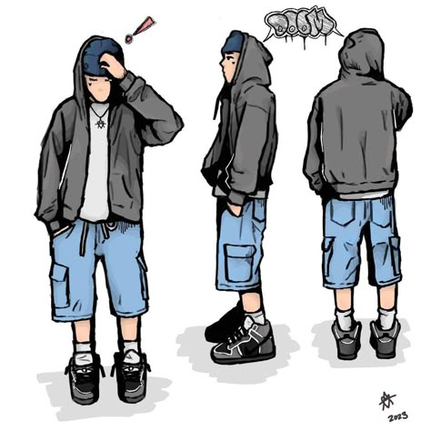 Street Wear Sketch, Jorts Drawings, Baggy Clothes Drawing Reference, Street Wear Drawing, Graffiti Outfit, Streetwear Drawing, Pretty Hair Cuts, Chicano Drawings, Best Gaming Wallpapers