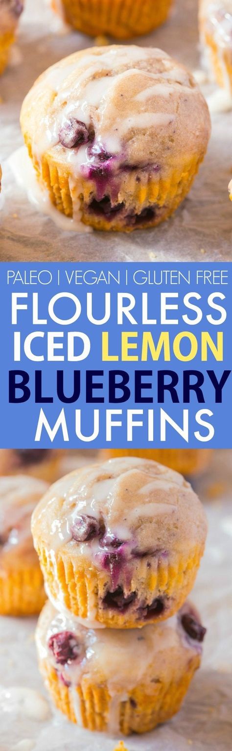 Healthy Paleo Lemon Blueberry Muffins (Vegan, Gluten Free, Flourless) Paleo Lemon Blueberry Muffins, Breakfast Cookies Healthy Protein, Blueberries Muffins, Flourless Muffins, Sugar Free Muffins, Muffins Blueberry, Paleo Muffins, Muffins Vegan, Breakfast Vegan