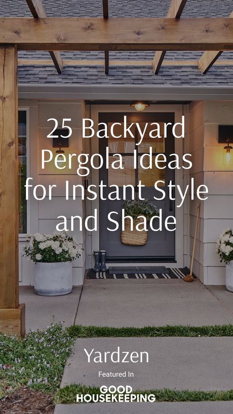 Patio Pergolas Backyard, Small Garden Pergola Ideas Uk, Pergola Small Patio, Back Porch With Pergola, Side Yard Pergola Ideas, Patio Decorating Ideas With Pergola, Wooden Garden Pergola Ideas, Vinyl Pergola Patio Ideas, Long Pergola Ideas