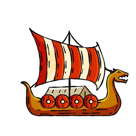 Drakkar Viking ship. Viking Longship Drawing, Barco Viking, Viking Longship, Show Boat, Viking Ship, Viking Style, Vikings, Vector Art, Vector Free