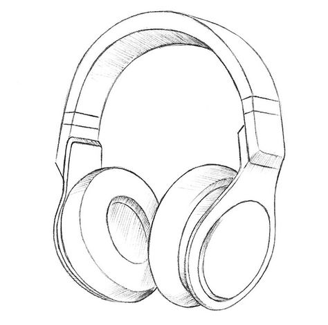 How To Draw Headphones, Draw Headphones, Headphone Sketch, Headphones Drawing, Headphones Art, Dibujo Simple, Music Drawings, Cool Tech Gadgets Electronics, Headphones Design