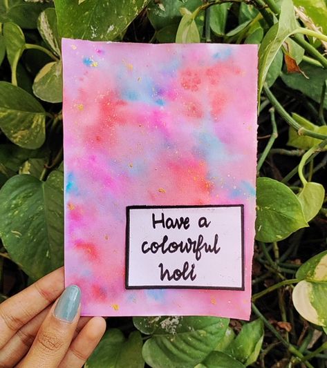 Easy holi card Holi Card Ideas, Holi Drawing Ideas, Holi Art, Holi Card, Holi Greeting Cards, Holi Drawing, Holi Theme, Kitty Ideas, Holi Greetings