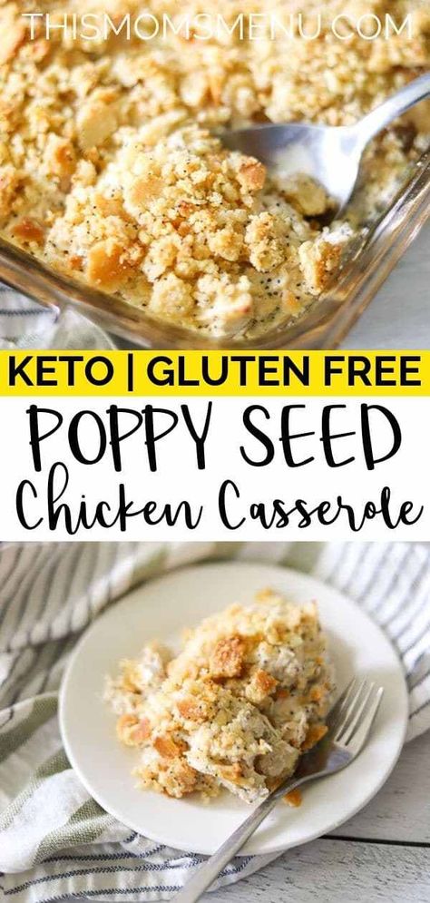 Easy keto chicken casserole! This keto poppy seed chicken casserole is an easy and delicious dish that the entire family will love. Serve it as is or over cauliflower rice or steamed broccoli for a complete meal! Bread Recepies, Poppy Seed Chicken Casserole, Healthy Chicken Casserole, Poppy Seed Chicken, Keto Chicken Casserole, Keto Casseroles, Keto Casserole, Healthy Casseroles, Steamed Broccoli