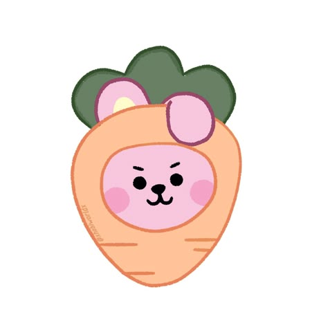 Baby Cooky Bt21, Bts Cute Drawings, Cookie Bts, Cookie Bt21, Cooky Bt21, Carrot Drawing, Bt21 Cooky, Bts Stickers, Fanart Drawing