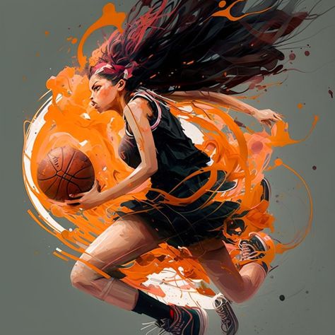 AI Art: Sports: Baskeball Art Anime Basket, Basketball Room, Abstract Art Images, Vintage Illustration Art, Tech Art, Basketball Art, Logo Design Typography, Futuristic Art, Sports Art