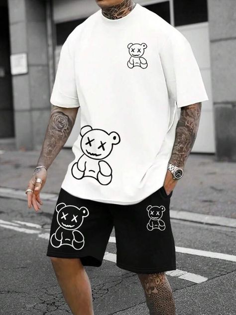 Mens Printed T Shirts, Shorts Collection, Print Pant, Beach Clothing, Short Pant, Pocket Shorts, Sweatpants Shorts, Casual Sportswear, Cartoon Bear