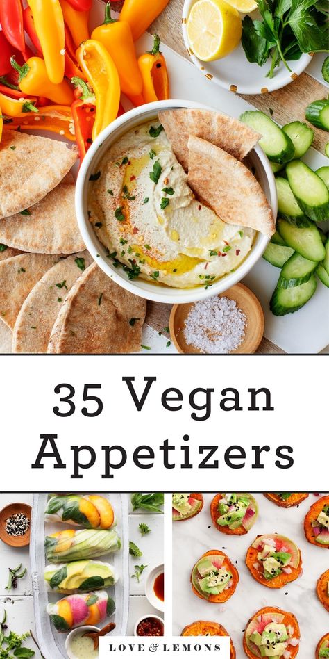 These easy vegan appetizers are perfect for parties and cookouts! Ranging from dips to fries to bruschetta and beyond, all of these recipes are fun, delicious, and guaranteed to please. | Love and Lemons #appetizers #plantbased #vegan #partyfood Love And Lemons Recipes, Easy Vegan Appetizers, Lemons Recipes, Vegan Finger Foods, Vegan Appetizers Recipes, Summer Eats, Vegan Party, Vegan Ranch, Veggie Food