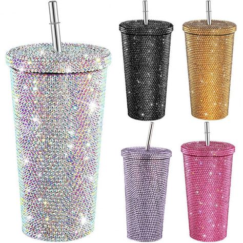 Candle Embellishments, Coffee Cups Diy, Bottle Girls, Rhinestone Cups, Water Bottle Gift, Rhinestone Sticker, Portable Water Bottle, Straw Cup, Diy Cups