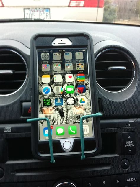 Dashboard Phone Holder (version 1) : 9 Steps - Instructables Car Cell Phone Holder Diy, Cell Phone Holder Diy, Car Upgrades, Gear Tie, Cell Phone Car Mount, Car Cell Phone Holder, Solar Powered Cars, Dashboard Phone Holder, Iphone Holder