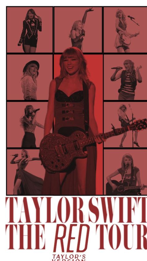 The Eras Tour Poster, Taylor Swift Red Album, Eras Tour Poster, Red Collage, Taylor Swift Red Tour, Taylor Swift Images, Aesthetic Era, Red Era, Swift Wallpaper