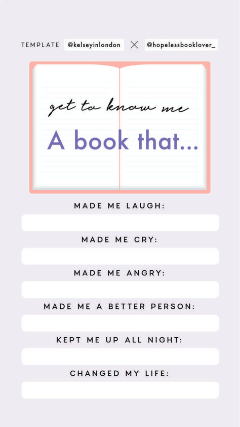 This Or That Book Edition, Bookclub Ideas Activities, Kelsey In London, Book Questions, Book Review Template, Instagram Story Questions, Book Reading Journal, Book Bucket, Bookstagram Inspiration