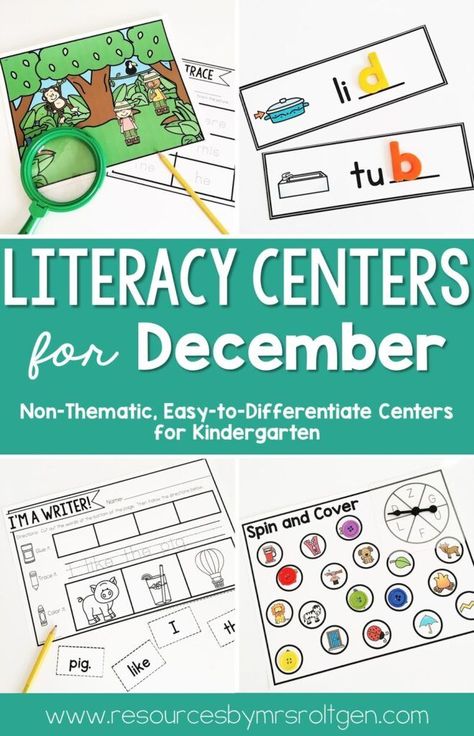 Your kindergarten students will love these interactive literacy centers for December! I created this engaging centers bundle to be used in the fourth and fifth months of school. Although it is not Christmas-themed, the foundational literacy skills covered are appropriate for kindergarten students during December. These hands-on, fun literacy centers can be used for pre-teaching, re-teaching, and review as well! December Literacy Centers Kindergarten, December Centers, Kindergarten Literacy Centers, Animal Writing, December Kindergarten, Centers For Kindergarten, Sight Word Centers, December Activities, Literacy Centers Kindergarten