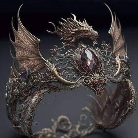 Fantasy Crown Queens, Dragon Crown, Jewelled Headpiece, Fantasy Crown, Fantasy Queen, Crown Aesthetic, Crown Art, Dragons Crown, Targaryen Aesthetic