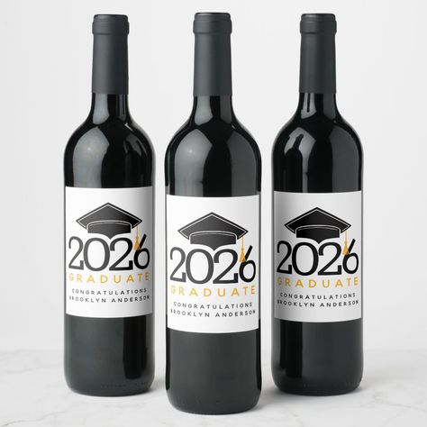 Typography Class of 2021 Graduation Wine Label Gender: unisex. Age Group: adult. Graduation Wine Labels, Holiday Soiree, Sparkling Wine Label, Congratulations Graduate, Wine Bottle Labels, Wine Labels, Sparkling Wine, Wine Label, Bottle Labels