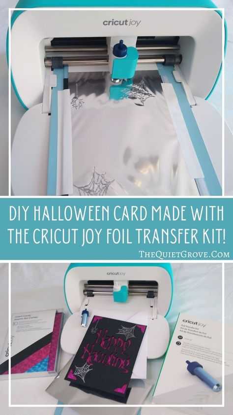 Cricut Joy Foil Transfer, Cricut Joy Foil Transfer Projects, Cricuit Joy, Heat Transfer Vinyl Projects, Joy Cards, Cricut Joy, Cricut Cards, Cricut Files, Halloween Card