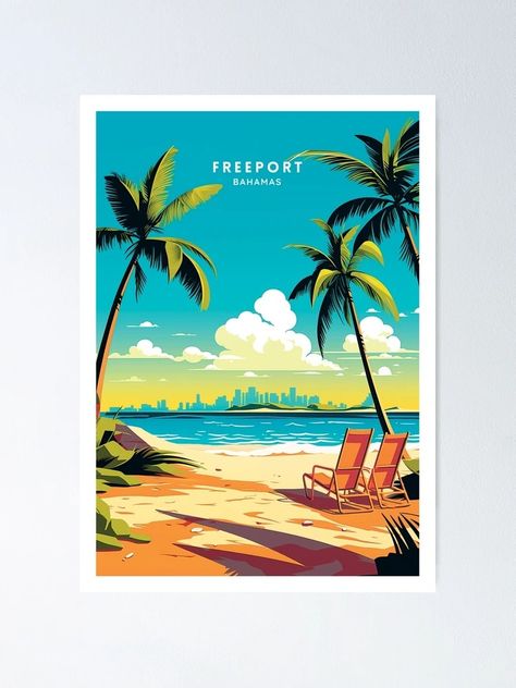 "Freeport Bahamas Tropical Escape Travel Illustration" Poster for Sale by NeuralVibe | Redbubble Bahamas Illustration, Freeport Bahamas, Tropical Escape, Poster Illustration, Travel Illustration, Illustration Poster, Icon Illustration, Travel Poster, Texture Art