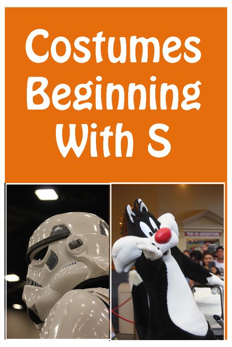 Great selection of costume ideas beginning with the letter S Fancy Dress Beginning With S, S Costumes Ideas Letter, Costumes Beginning With P, Costume Beginning With S, Fancy Dress Beginning With D, Costumes Starting With S, Easy Fancy Dress, Fancy Dress Costume Ideas, Dress Costume Ideas