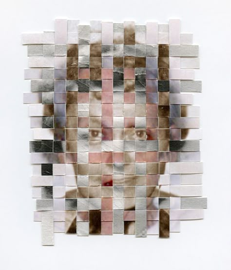 Remnants by Greg Sand. He weaves together 3 images of a person from different points in their life. Gcse Portraits, Textiles Alevel, Erik Johansson, Gcse Art Sketchbook, Conceptual Artist, Paper Weaving, Gcse Art, Arte Sketchbook, A Level Art