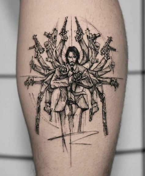 Crazy-Tattoos-Pics John Wick Tattoo, Mangas Tattoo, 16 Tattoo, Movie Tattoo, Movie Tattoos, Tattoo Master, Weird Tattoos, Arm Tattoos For Guys, Creative Tattoos