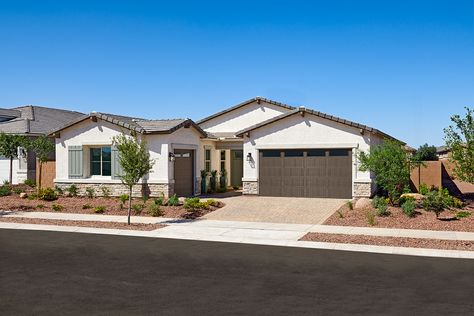 Pomona model home exterior | Surprise, Arizona | Estates at Asante | Richmond American Homes Desert Farmhouse Exterior, Austin Texas Homes Exterior, Arizona Home Exterior, Arizona Homes Exterior, Arizona House Exterior, Arizona Style Homes, Desert Home Exterior, Desert Farmhouse, San Tan Valley Arizona