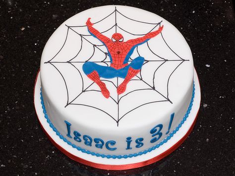 Spiderman cake by Mrs Mac's Creative Cakes, via Flickr White Spiderman Cake, Disney Frozen Cake, Lego Invitations, Spiderman Birthday Cake, Easy Minecraft Cake, Ninja Turtle Cake, Pirate Cake, Lego Cake, Spiderman Cake