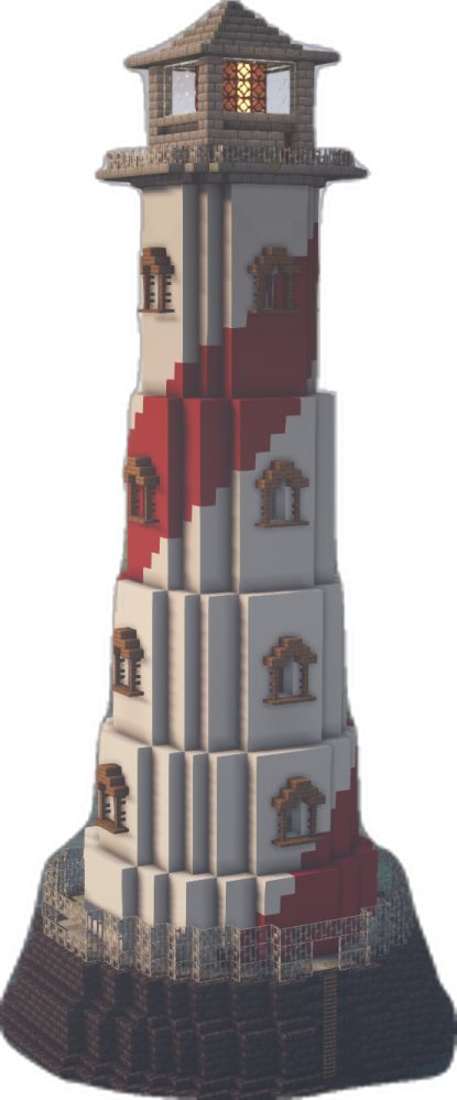 Minecraft Light Design, Minecraft Build Blueprints, Minecraft Watermill House, Minecraft Lighthouse Tutorial, Minecraft Lighthouse Design, Minecraft Pentagram, Mc Lighthouse, Minecraft House With Tower, How To Build A Tower In Minecraft