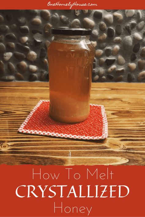 How to Melt Crystallized Honey - One Homely House Decrystalize Honey, Honey Crystalized, Honey And Warm Water, Homely House, Honey Uses, Jar Of Honey, Happy Homemaking, Melted Plastic, Kitchen Magic