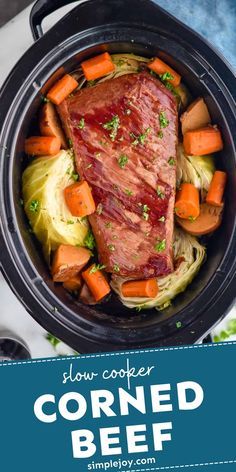 Slow Cooker Corned Beef is an easy and delicious all in one dinner. You will love this simple corned beef and cabbage all year. Slow Cook Corned Beef, Cooking Corned Beef Brisket, Cabbage Slow Cooker, Corned Beef Recipes Slow Cooker, Crock Pot Corned Beef, Spaghetti With Ground Beef, Slow Cooker Corned Beef, Cooking Corned Beef, Corn Beef