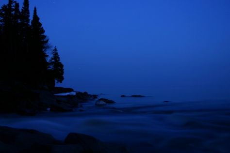 Lake Superior's North Shore in Minnesota. Daze Core, Blue Hour Photography, Rainy Lake, Blue Aesthetic Dark, Dark Summer, Blue Fog, Blue Landscape, Everything Is Blue, Twilight Blue