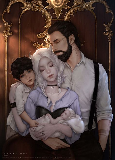 Mother And Child Drawing, Fantasy Romance Art, Family Portrait Drawing, Family Artwork, Fantasy Couples, Family Drawing, Romance Art, Anime Family, Modern Fantasy